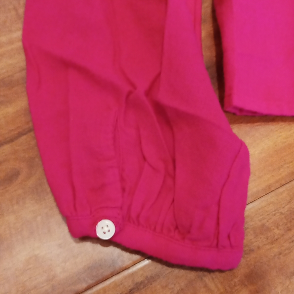 NWT GAP Shirred Henley Top in Jelly Bean Pink - Picture 6 of 6